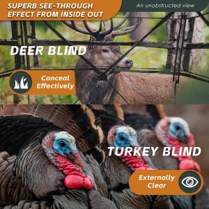 Hunting Blind with Floor Mat, 360 Degree See Through Ground Blind with Carrying Bag, 2/3/4 Person Pop Up Camouflage Tent Portable Concealed Shelter - Image 3